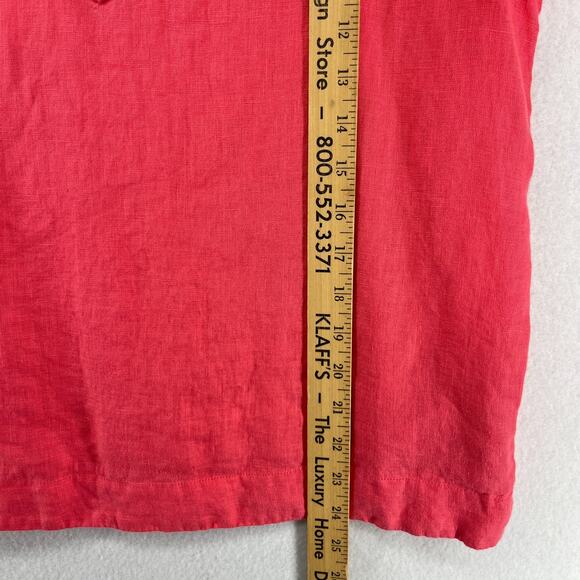 J.CREW Blouse Womens M Flutter Sleeve Linen Notch V-Neck Peasant Top Pink - Picture 13 of 14